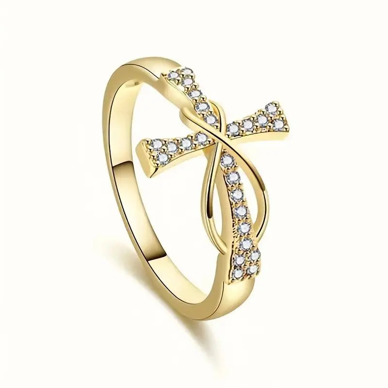 2026 Design Personalized Zircon Cross Ring, Simple and Fashionable, Female High End, Infinite Love, Classic Handicraft Wholesale