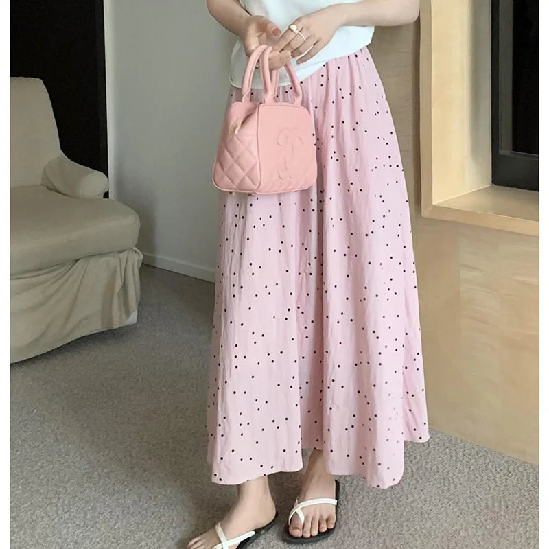 Women's High Waist Pleated A-Line Midi Skirt