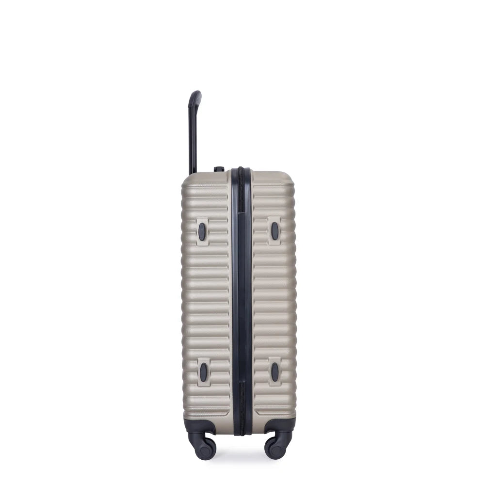 3 Piece Luggage Sets ABS Lightweight Suitcase with Two Hooks Spinner Wheels TSA Lock GOLD