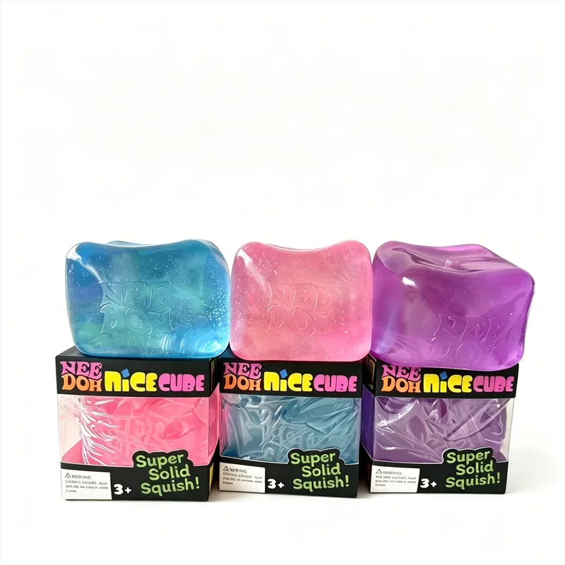 Needoh Nice Berg Giant Sensory 7.5cm Cube Mini 4 Pack Baby Teenie Cube Sensory Slow Rebound Stress Reliever Anti-Anxiety Toy