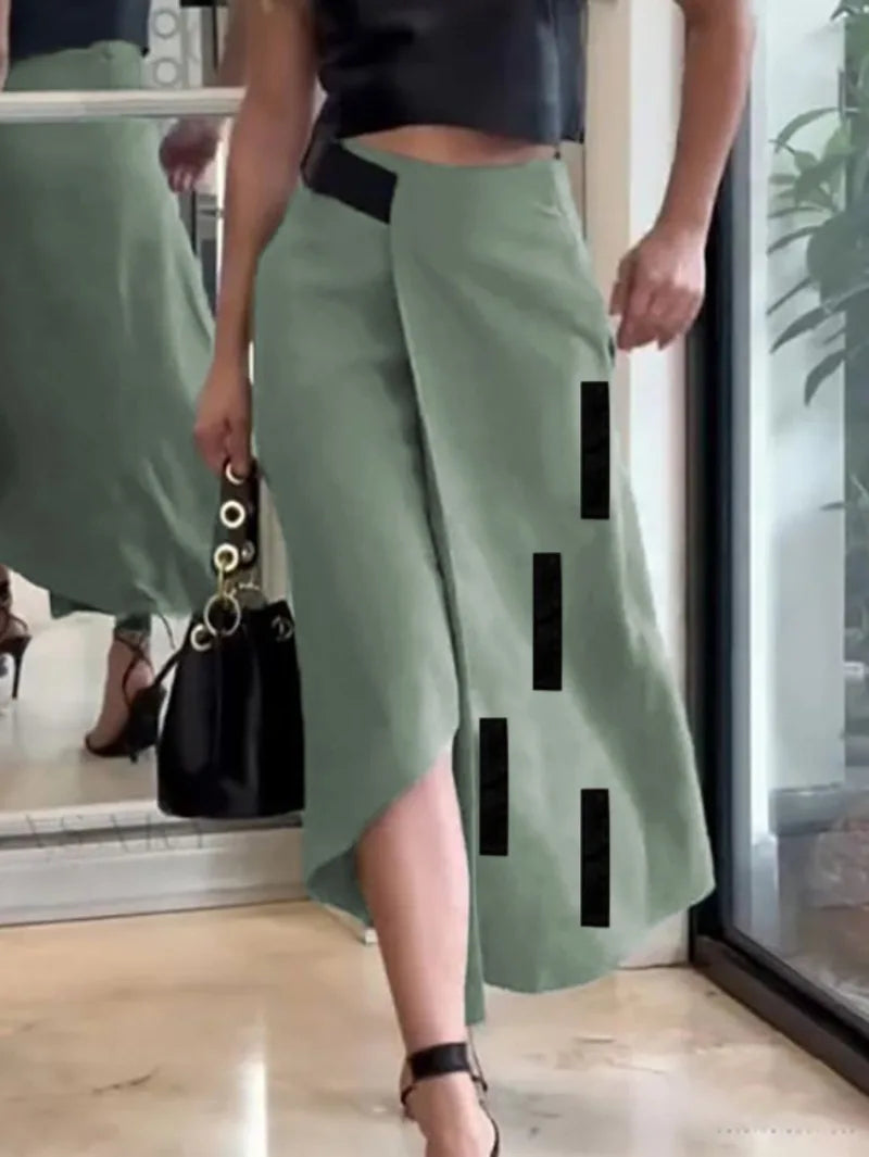 Women's Asymmetrical Hem Cotton Maxi Skirt