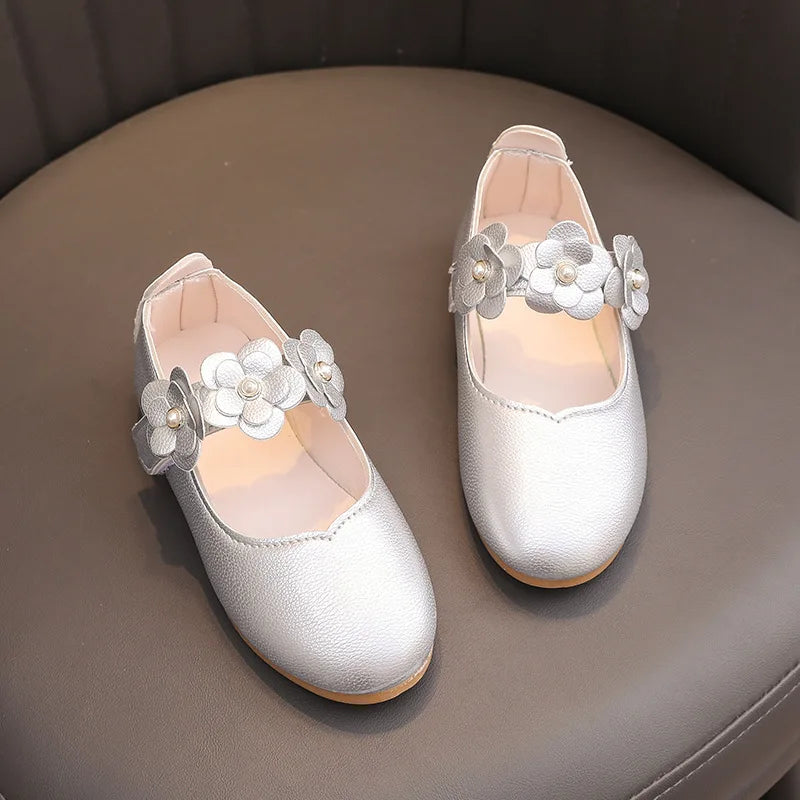 Girls Breathable Leather Princess School Shoes | Flat Dress Shoes for Kids Sizes 21–36