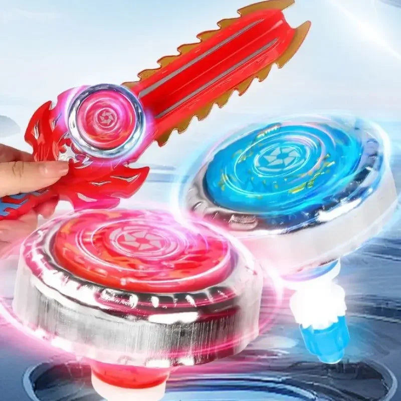 Kids Battle Gyro Spinning Top Toy Set – Sword Launcher & Flashing Tops