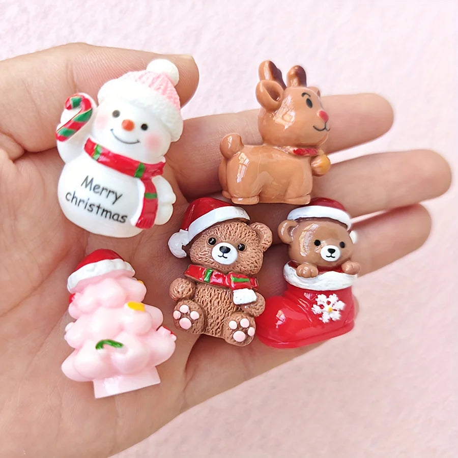 5-Piece Resin Christmas Figurine Set – Bear, Deer & Snowman