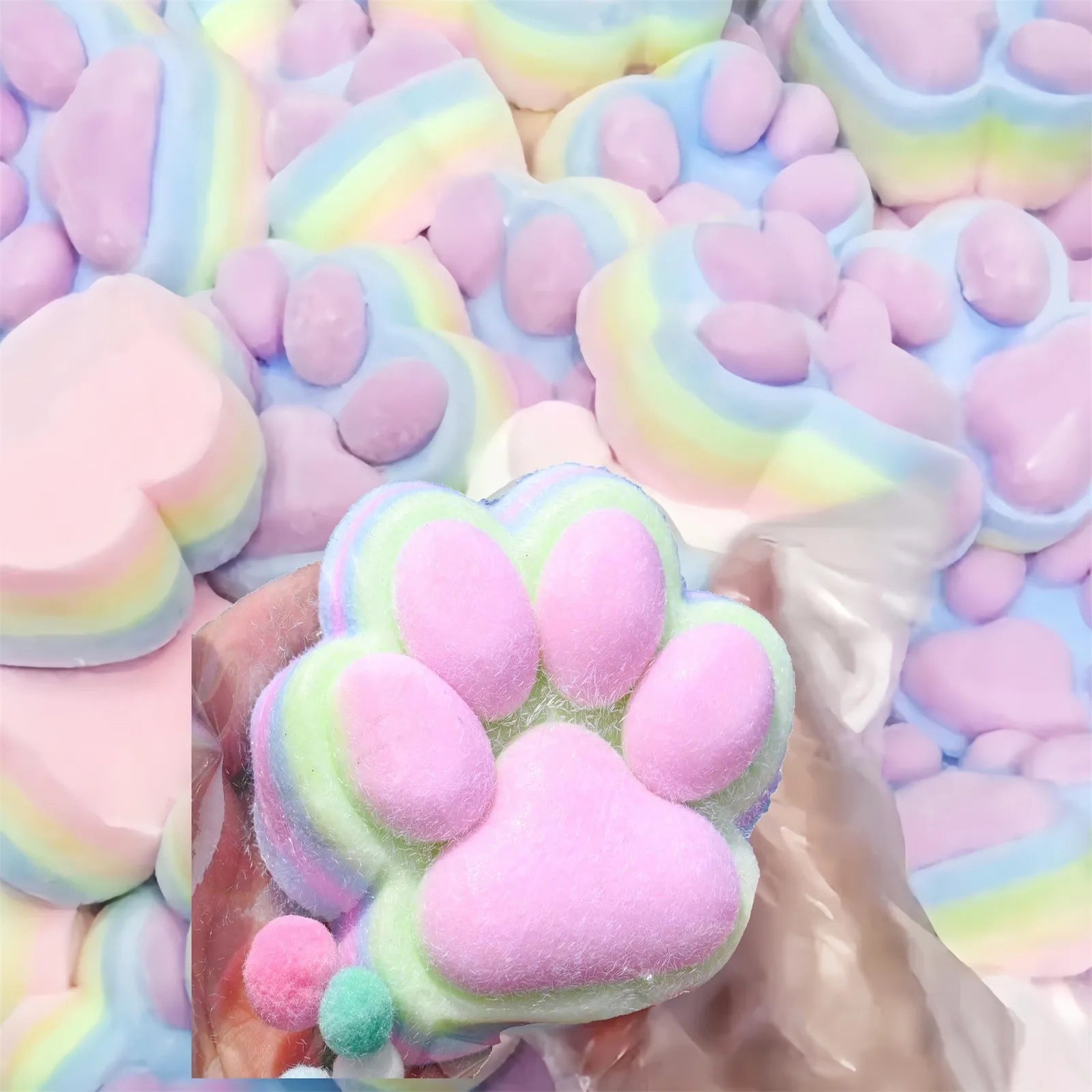 Children Mini Cat Claw Squishy Fidget Toys Soft Cute Cat Paw Slow Rebound Pinch Decompression Toy for Kids Adults Christmas Gift