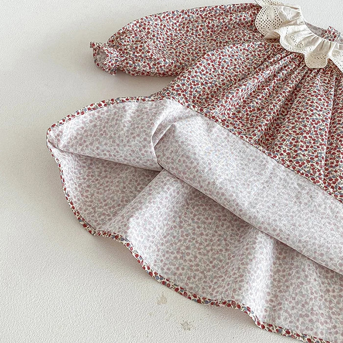 2026 New Spring Sister Dress Kids Princess Dresses Long Sleeved Cotton Print 2-7Yrs Girl Party Dress Baby Girl Romper