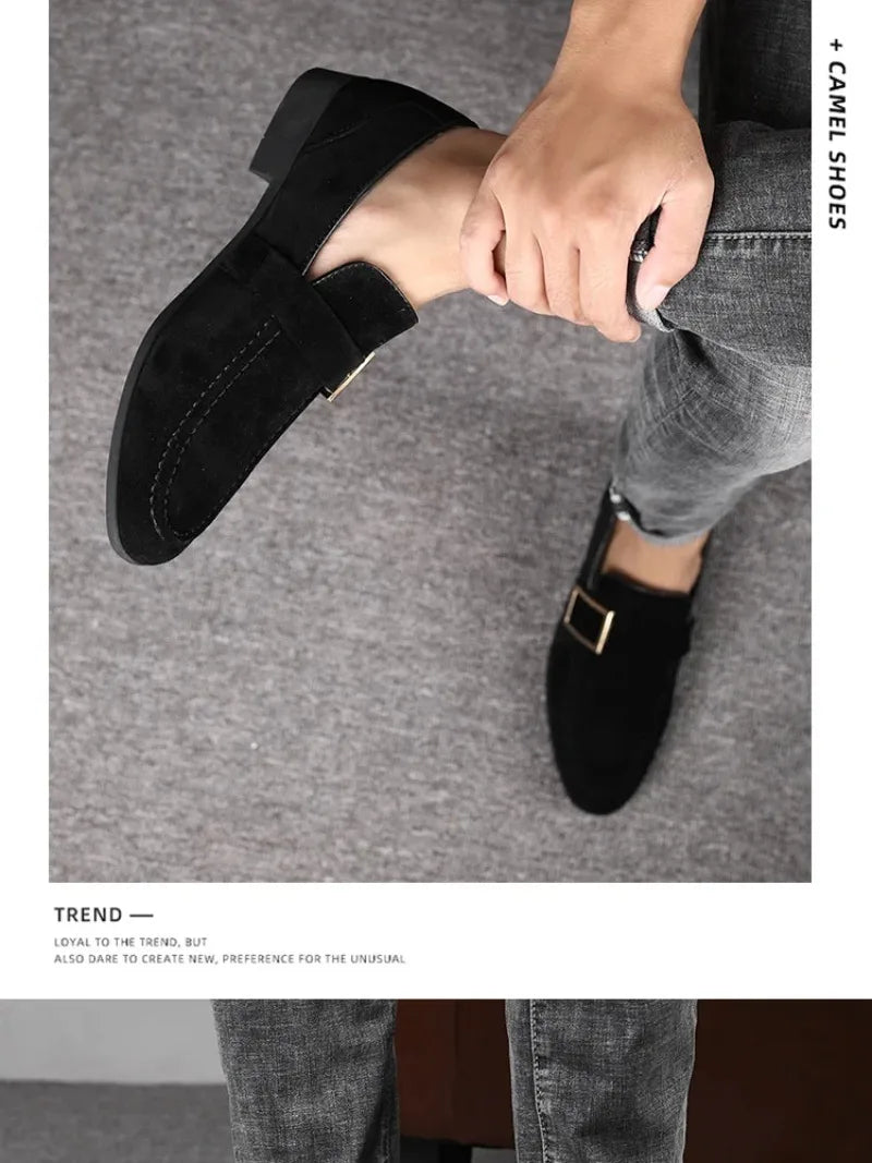 2026 Men's Dress Shoes Britain Casual Shoes High End Designer Suede Loafers for Man Luxury Banquet Wedding Shoes Zapatos Hombre