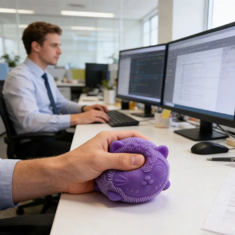Cute Cat Shaped Stress Relieving Ball Fingertip Toy Pet Squeezing Small Soft Toy for Anxiety Relief