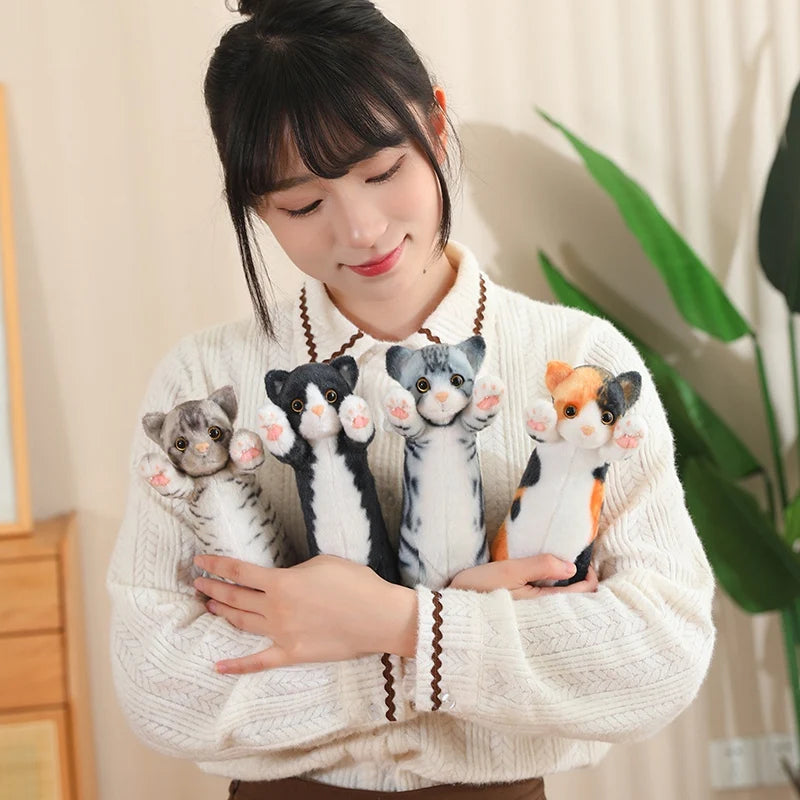 New Arrival Standing Pose Lucky Cat Plushies Kawaii Calico Cat Tabby Cat Super Cute Little Kitten Plush Toy Girl Boy Gift