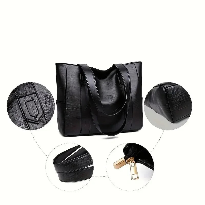 Women's Vintage Large Capacity PU Tote Shoulder Bag