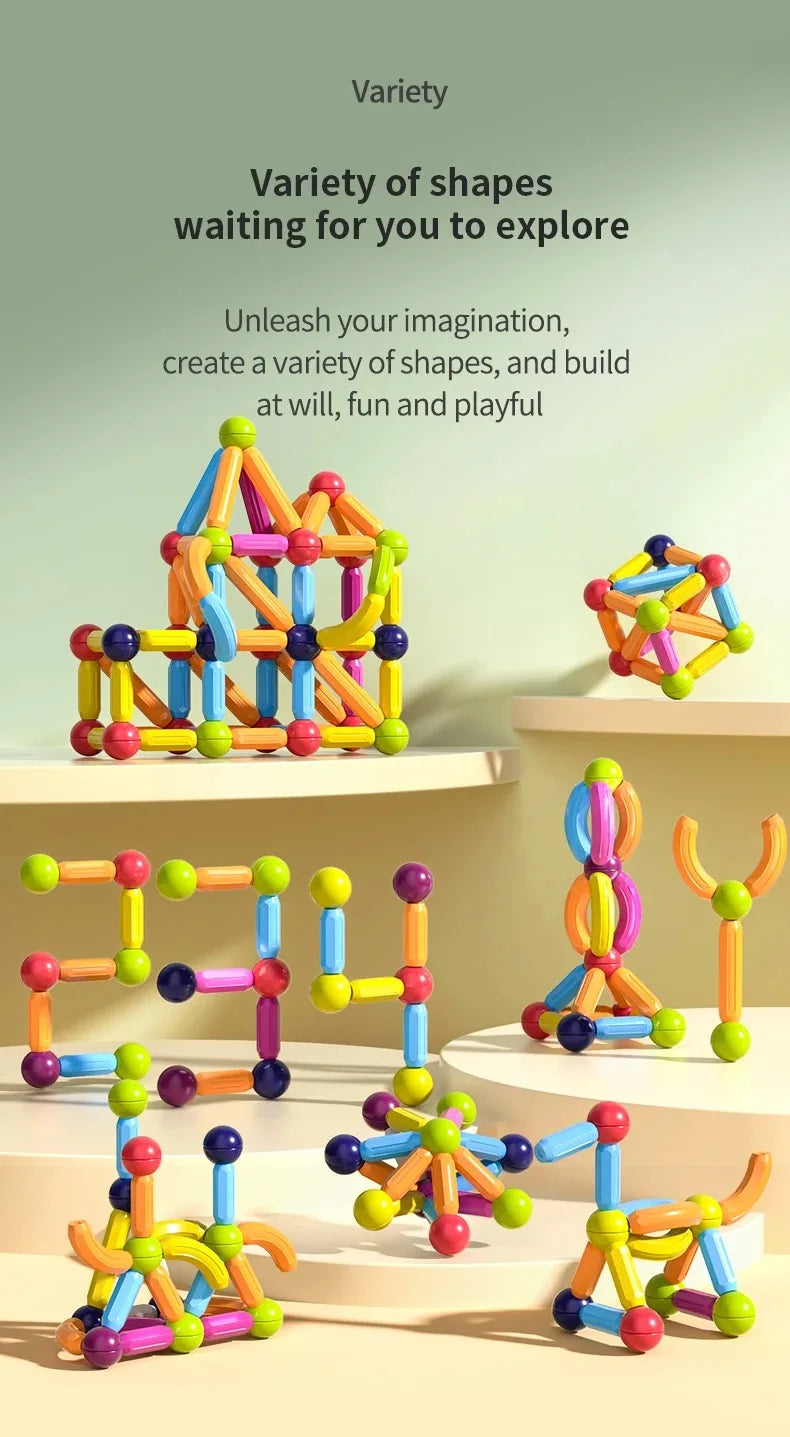 Magnetic Ball & Stick Construction Set | Montessori Educational Toy | 10–188 Pieces | Ages 3+