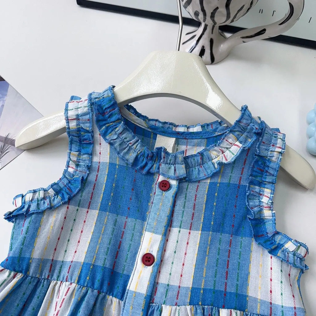 Toddler Girls Checkered Sleeveless Top & Wide-Leg Pants Set