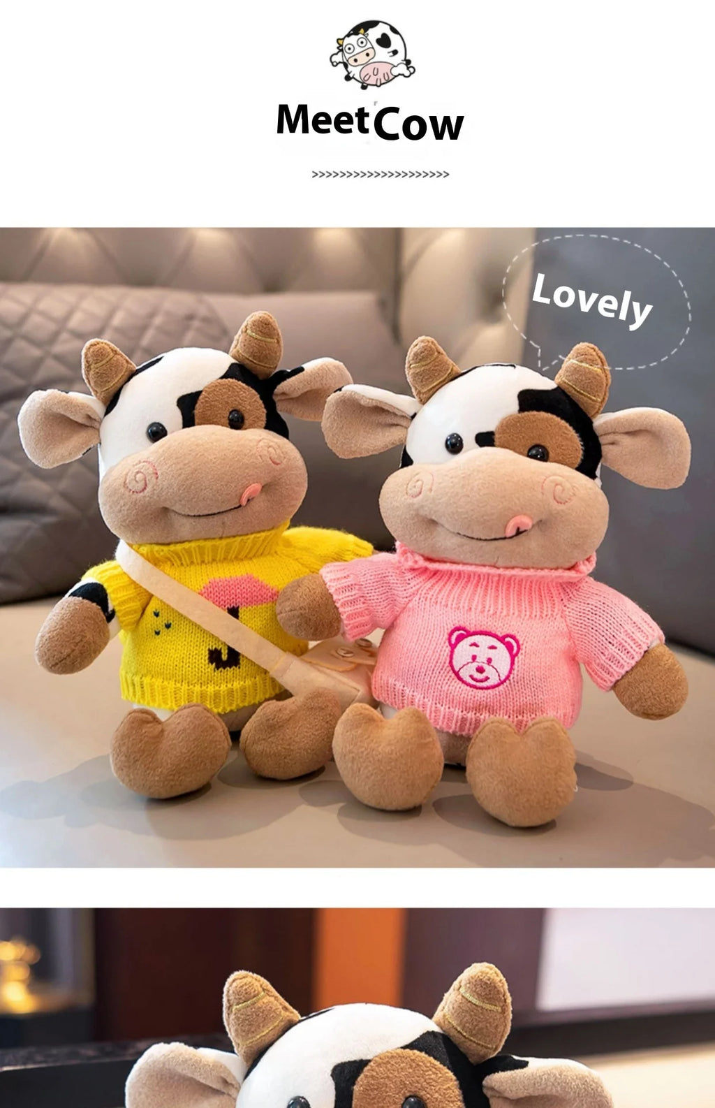 Cute Cow Plush Stuffed Animal Doll — 30cm