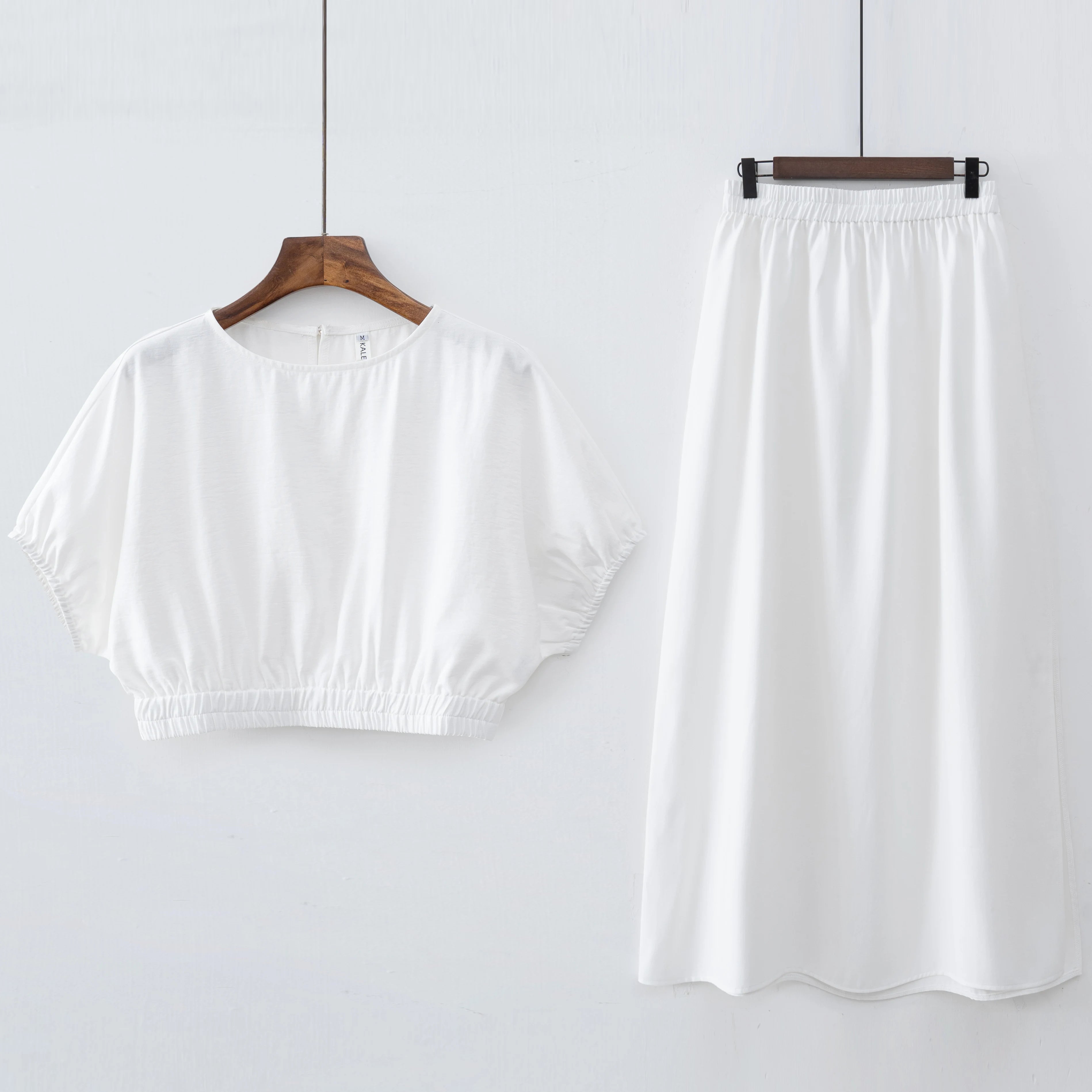 Women Fashion Summer Top Shirt Two Piece Clothing Set White Black