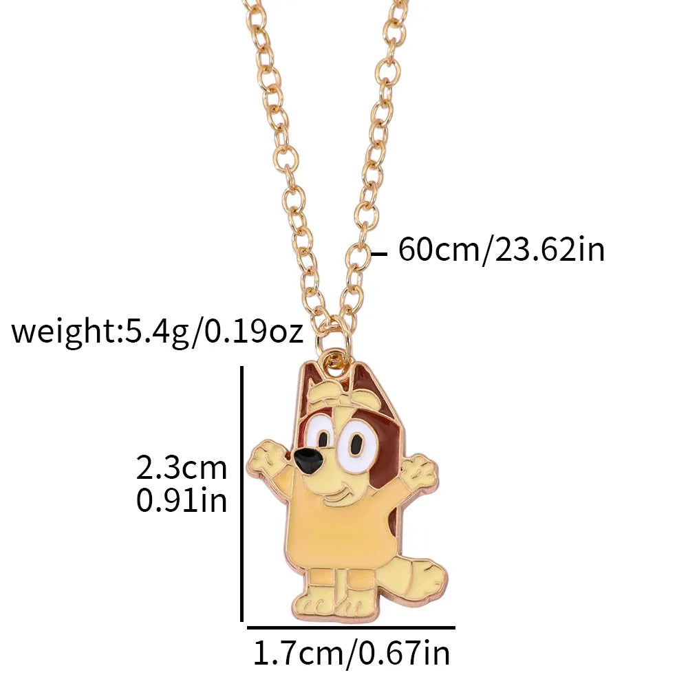 Bluey Animation Enamel Pendant Necklace Cute Cartoon Character Fashion Accessory for Children Creative Birthday Gift