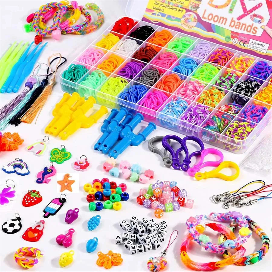 DIY Loom Bands Kit | 2700+ Rubber Bands | 36 Colors & 36 Grids | Bracelet Making Craft Kit