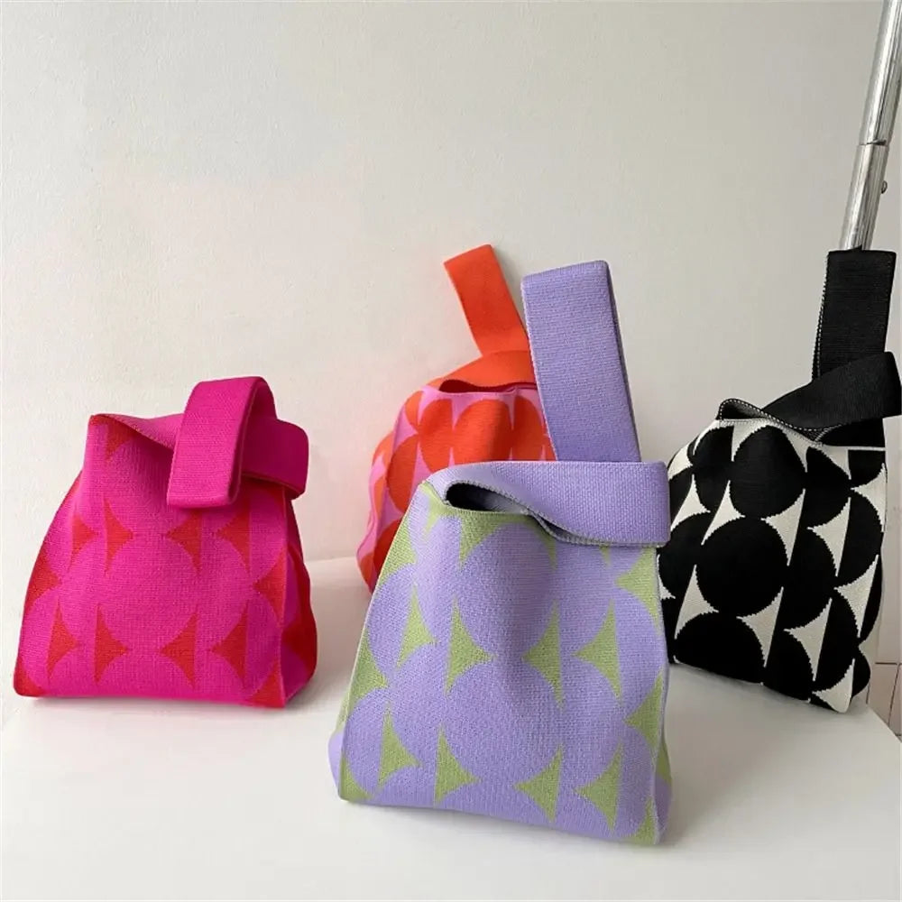 Women's Handmade Knit Wrist Tote Bag