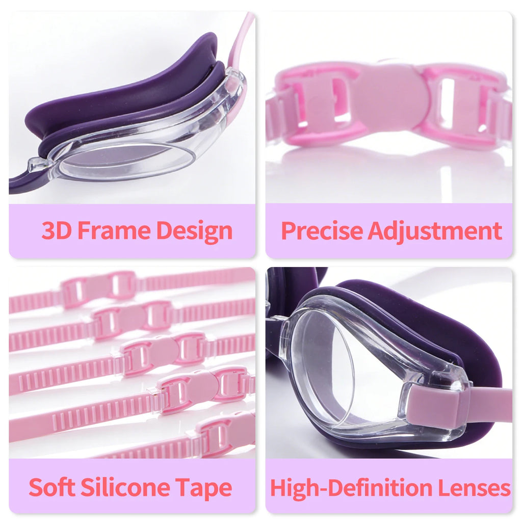 1PC Swimming Goggles, Professional Waterproof and Anti-fog Flat Light Diving, Toddler Goggles No Hair Pull