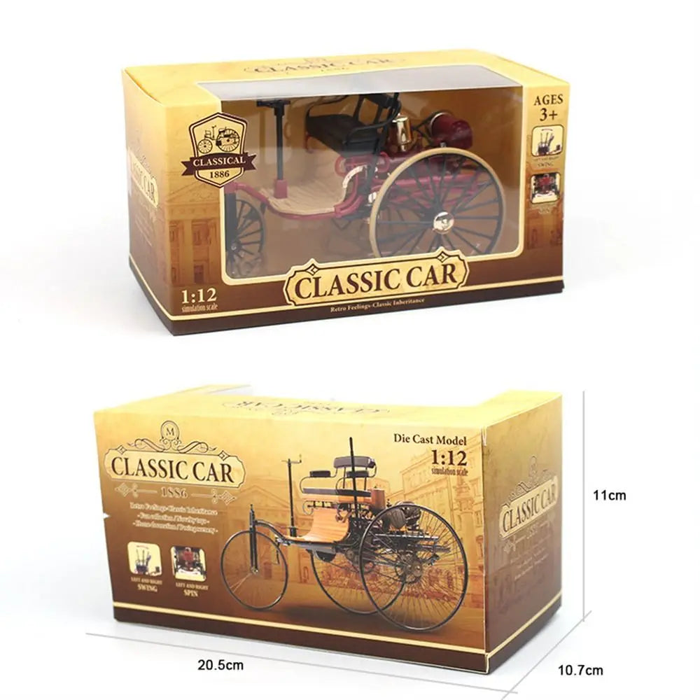 Kids Toy Vintage Classic Tricycle Model Metal Diecast Three Wheeled Simulation Tricycle Toy 1:12 Alloy Model Collectibles Gift