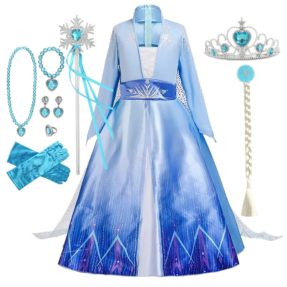 Girls Princess Snow Queen Costume Dress