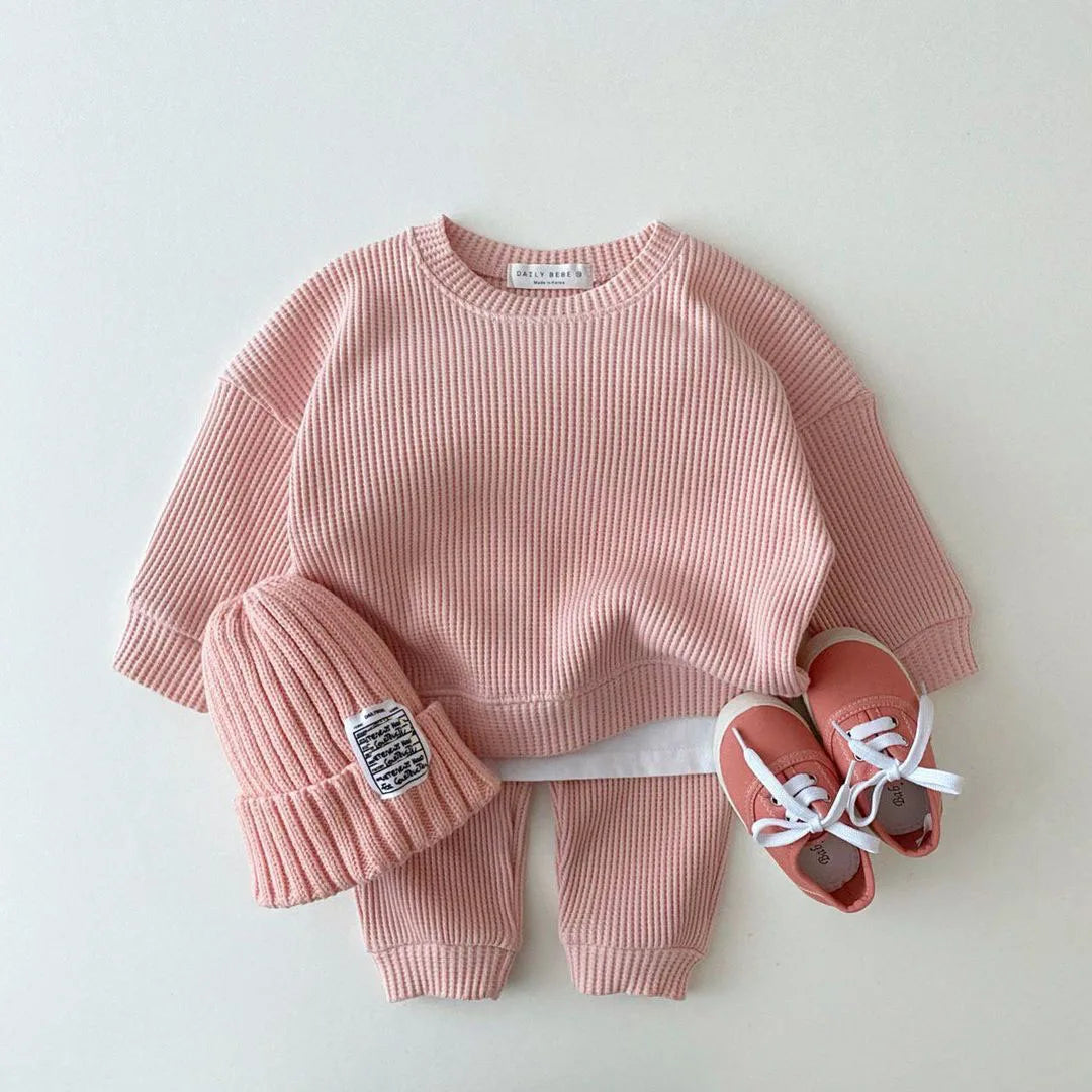 Baby & Toddler Unisex Waffle Cotton Tracksuit Set