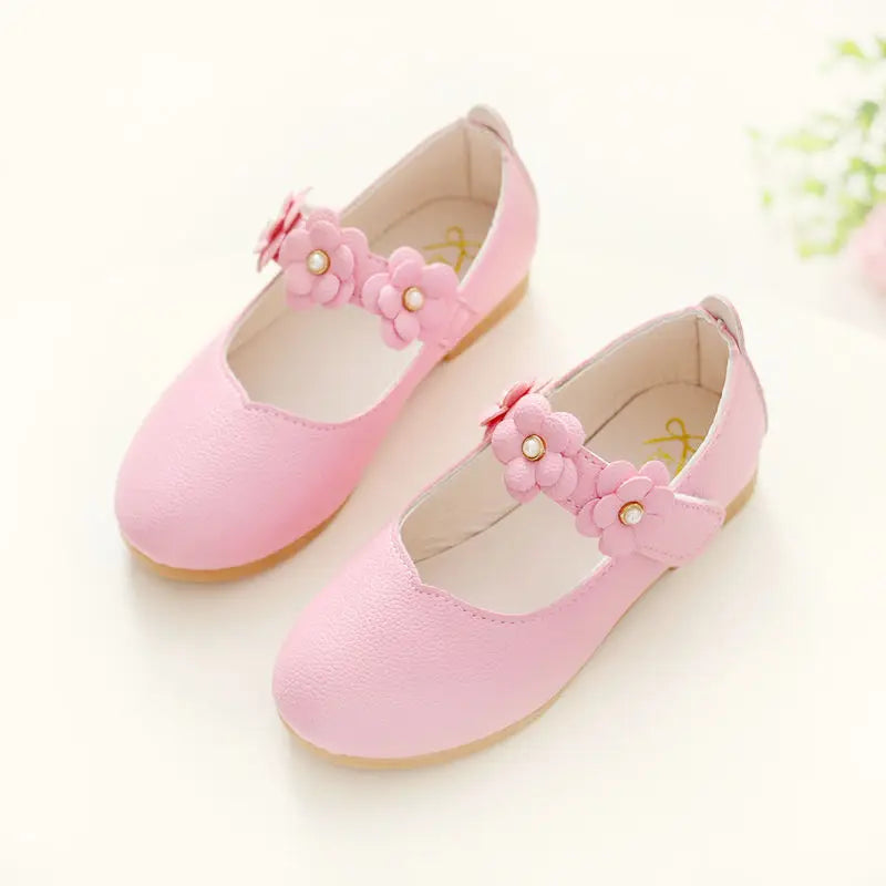 Girls Breathable Leather Princess School Shoes | Flat Dress Shoes for Kids Sizes 21–36