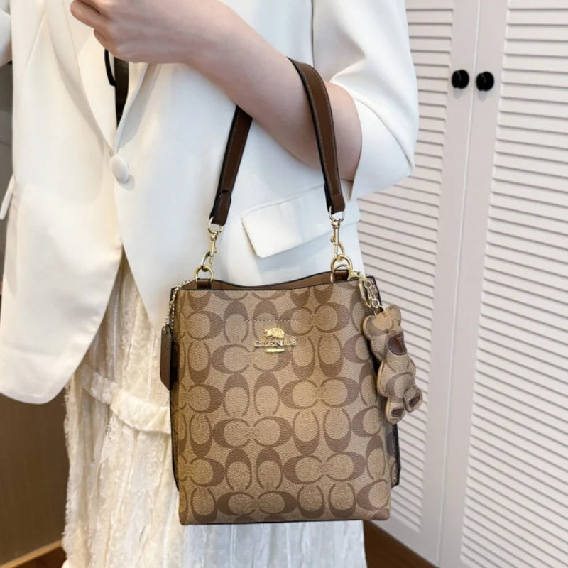 Unisex PU Bucket Bag with Magnetic Buckle