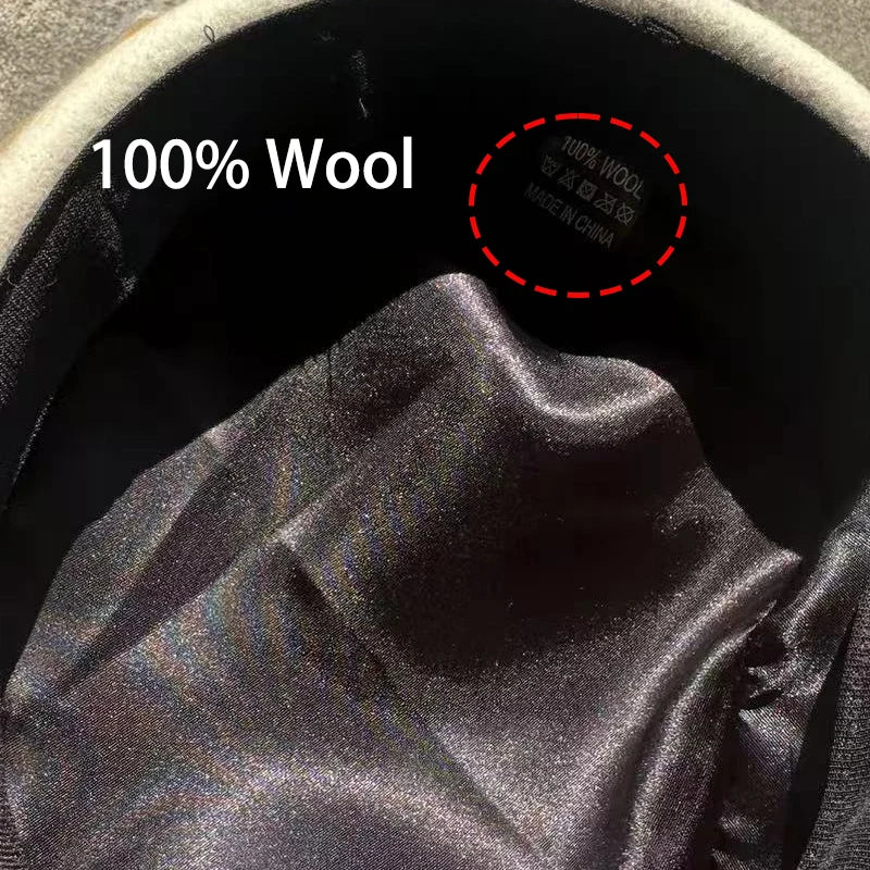 Paris Hats for Women100% WOOL Hard Beret Women Felt Camel Autumn Winter Hat Fedora Fascinator Stewardess Cap Bridal Pillbox Hats
