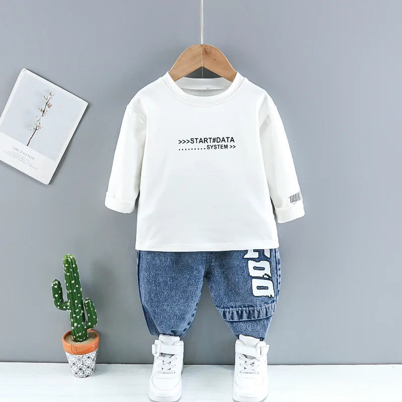 Baby Boy Fashion Ripped Denim 3-Piece Suit Set