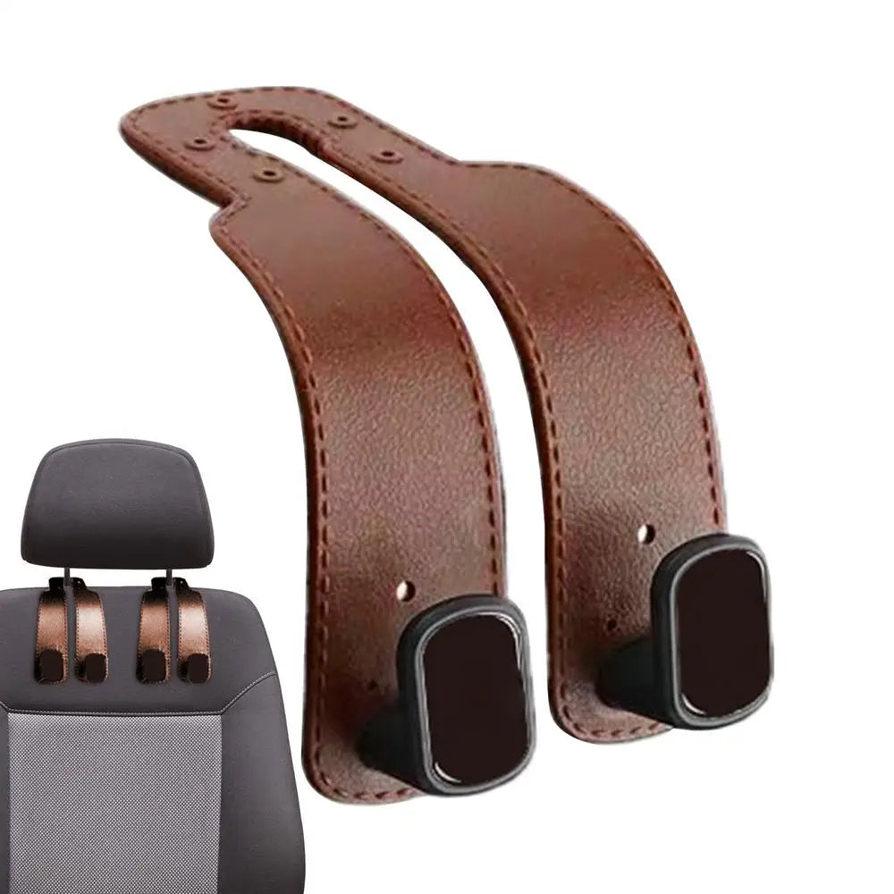 PU Leather Car Purse Hook & Headrest Hanger Organizer