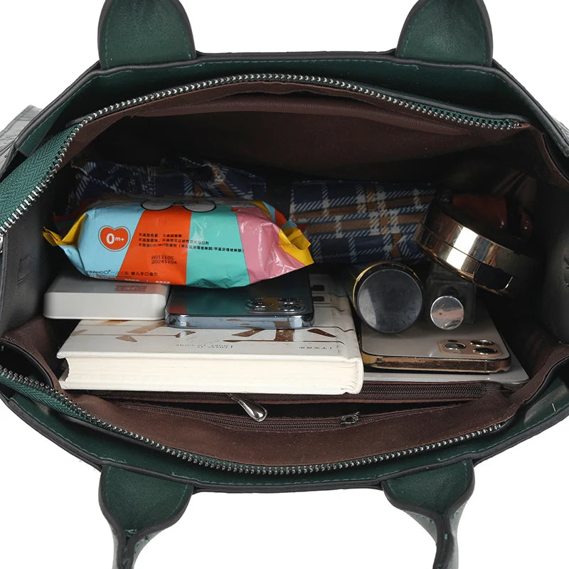 Women's Embossed Floral PU Shoulder Bag
