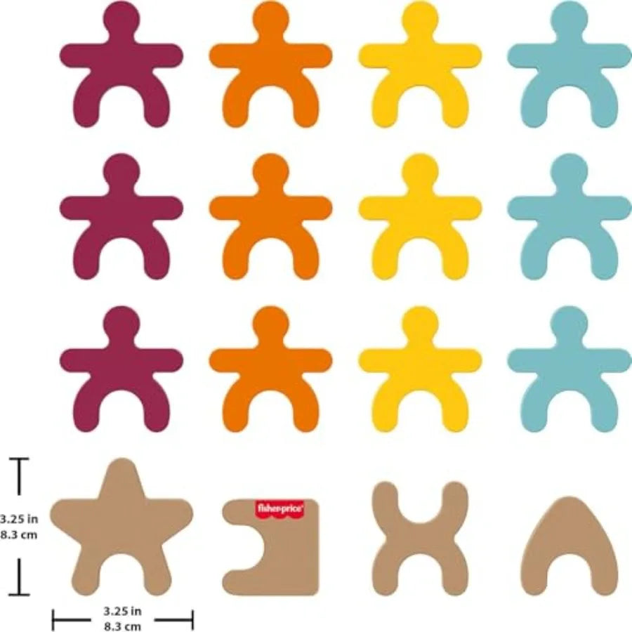 Montessori Wooden Stacking Shapes Toy - 16 Piece Set