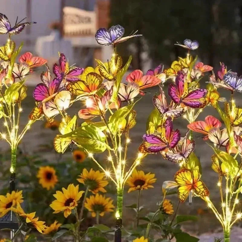 Solar Butterfly & Sunflower Lawn Lamp | Outdoor Garden Solar Light