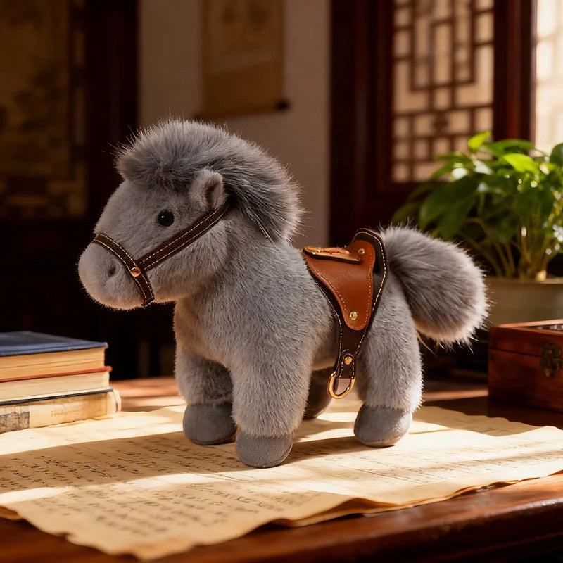 Cute Plush Horse Doll & Bag Charm | Stuffed Pony Toy with Saddle