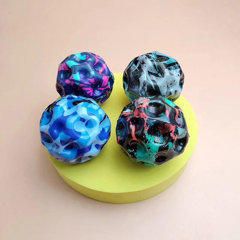 Galaxy Moon Shape Porous Bouncy Ball | Popping Sensory Fidget Toy | Stress Relief | Kids & Adults