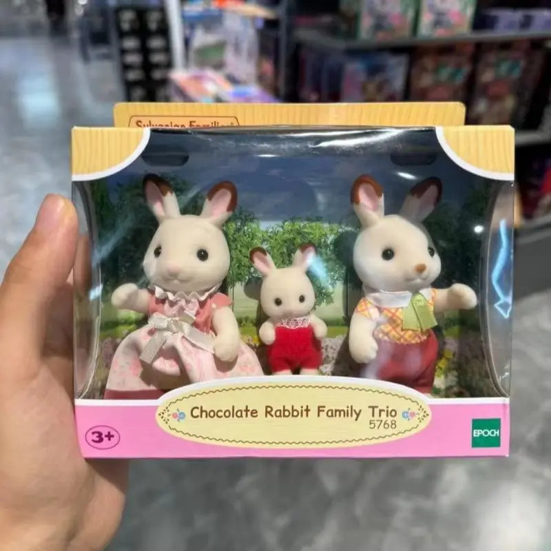 Sylvanian Families Anime Girl Figures Calico Critters Furniture Set Floral Cat Chocolate Rabbit Elephant Panda Family Trio Girts