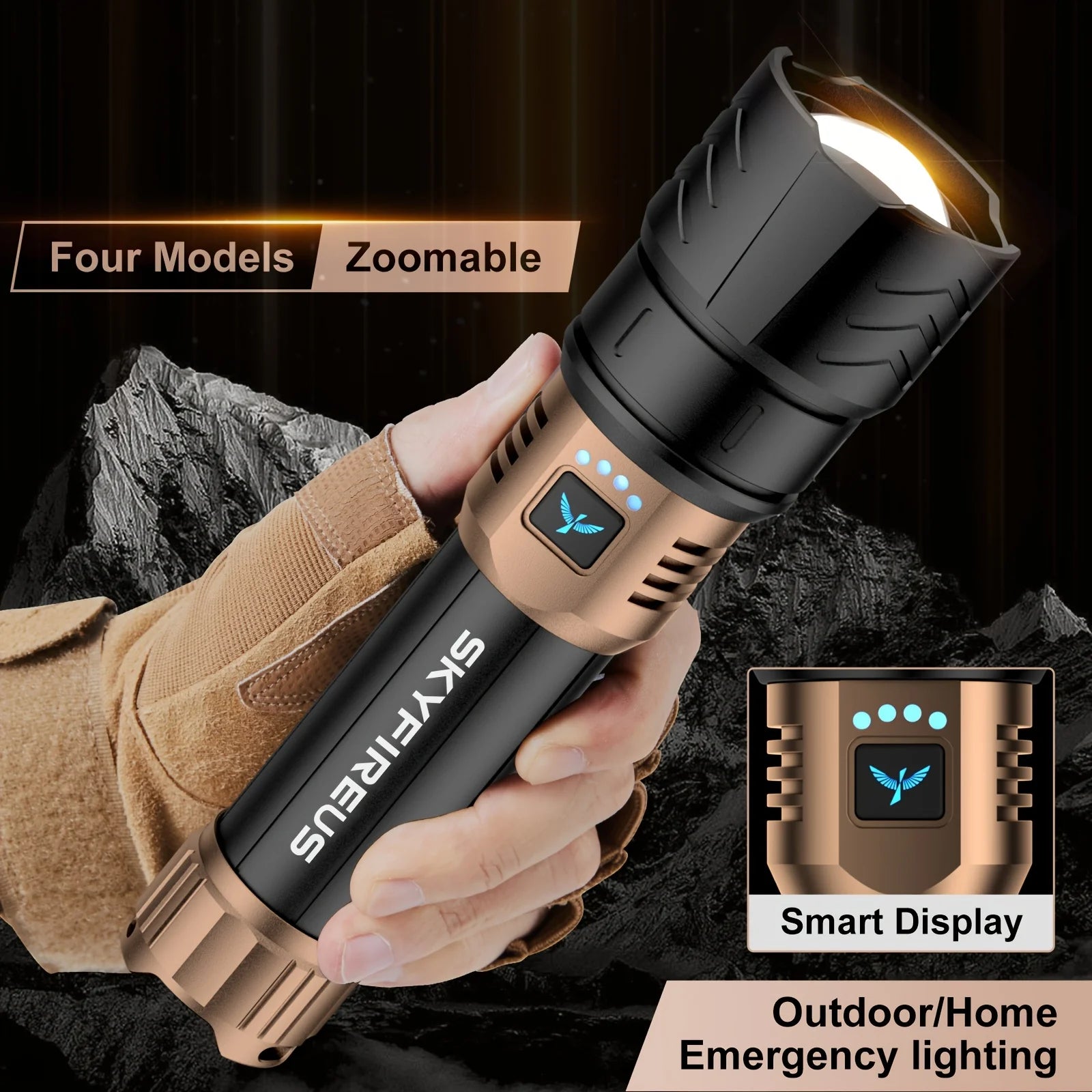 Led Flashlight High Lumens Super Bright Rechargeable Flashlight With Ignition Lens Zoomable For Camping Essentials Outdoor Home