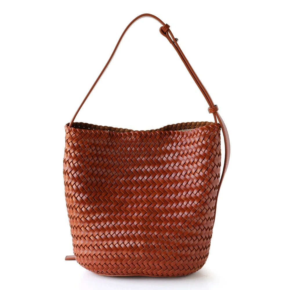 Women's Handwoven Knit Bucket Shoulder Bag