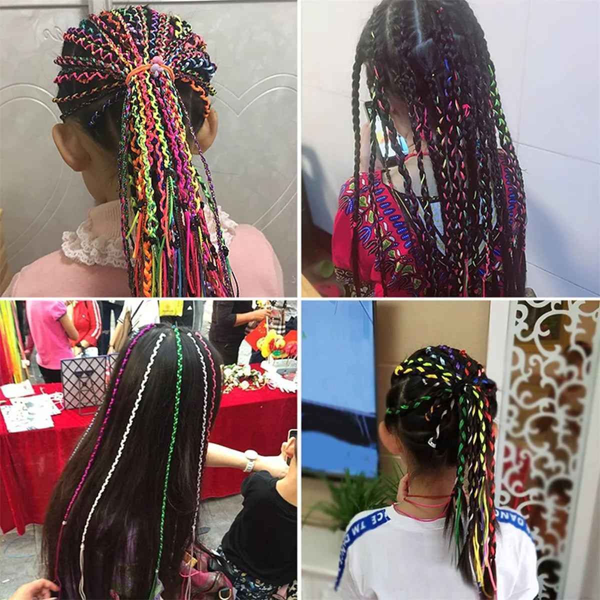 20Pcs Colorful Hair Braids Rope Strands 90cm for Girls African Braids DIY Ponytail Styling Hair Accessories for Girls