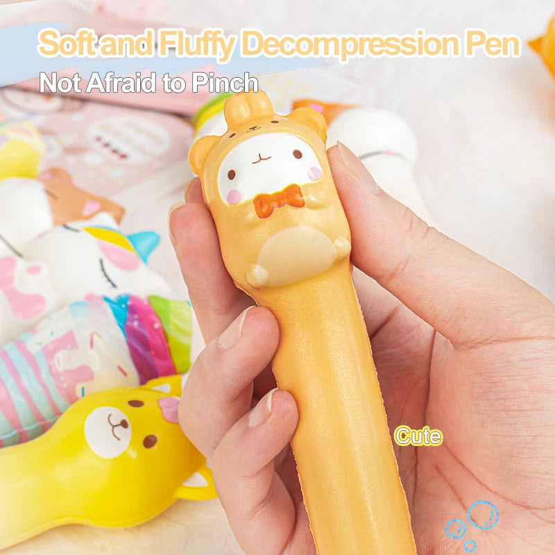 10-Pack Cartoon Squishy Stress Relief Gel Pens – Fun Student Novelty Pens