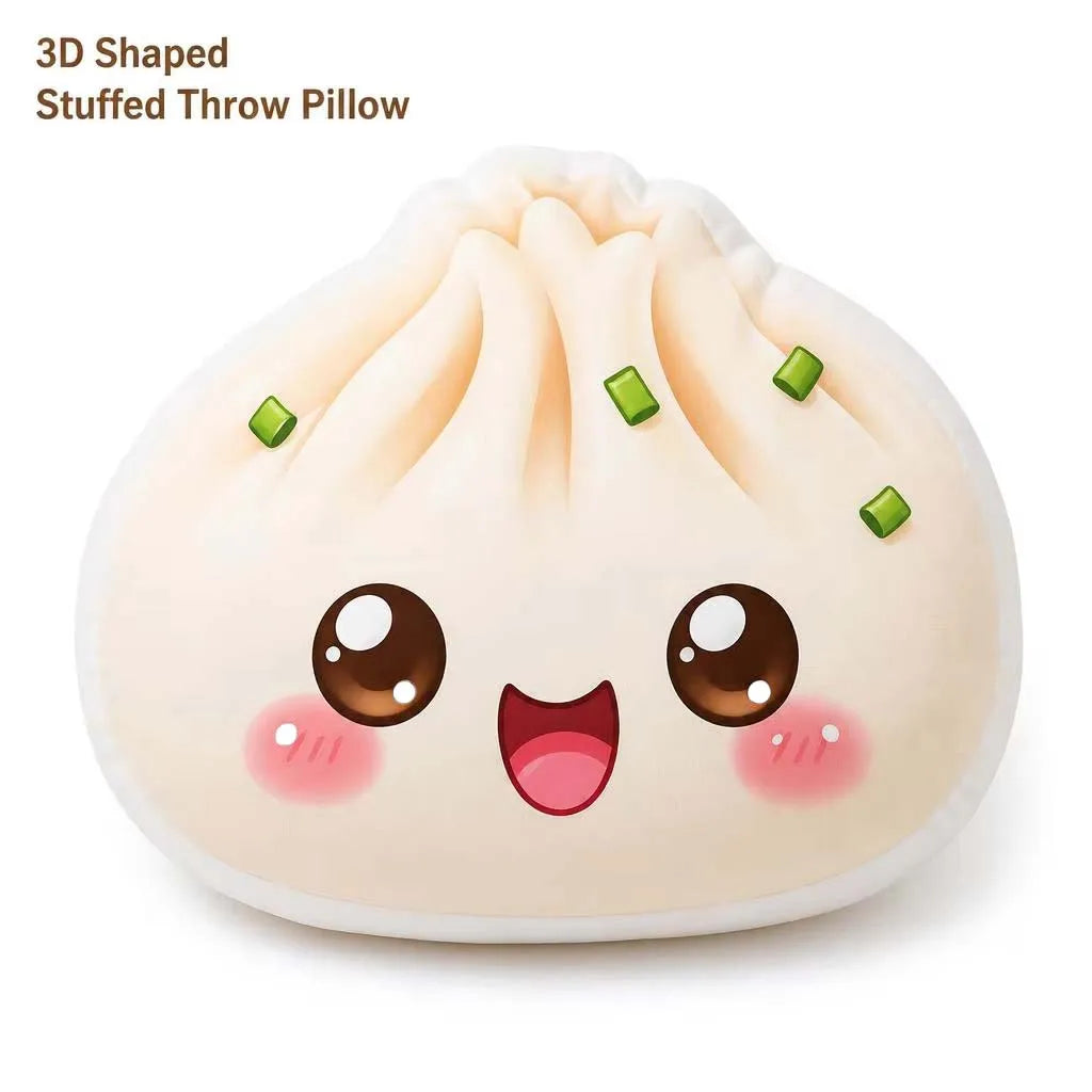 Dumpling Bao Kawaii Flower Food Shaped Pillow Cushion Irregular Stuffed Throw Pillow Home Decor Gift Bedroom Sofa Decorative