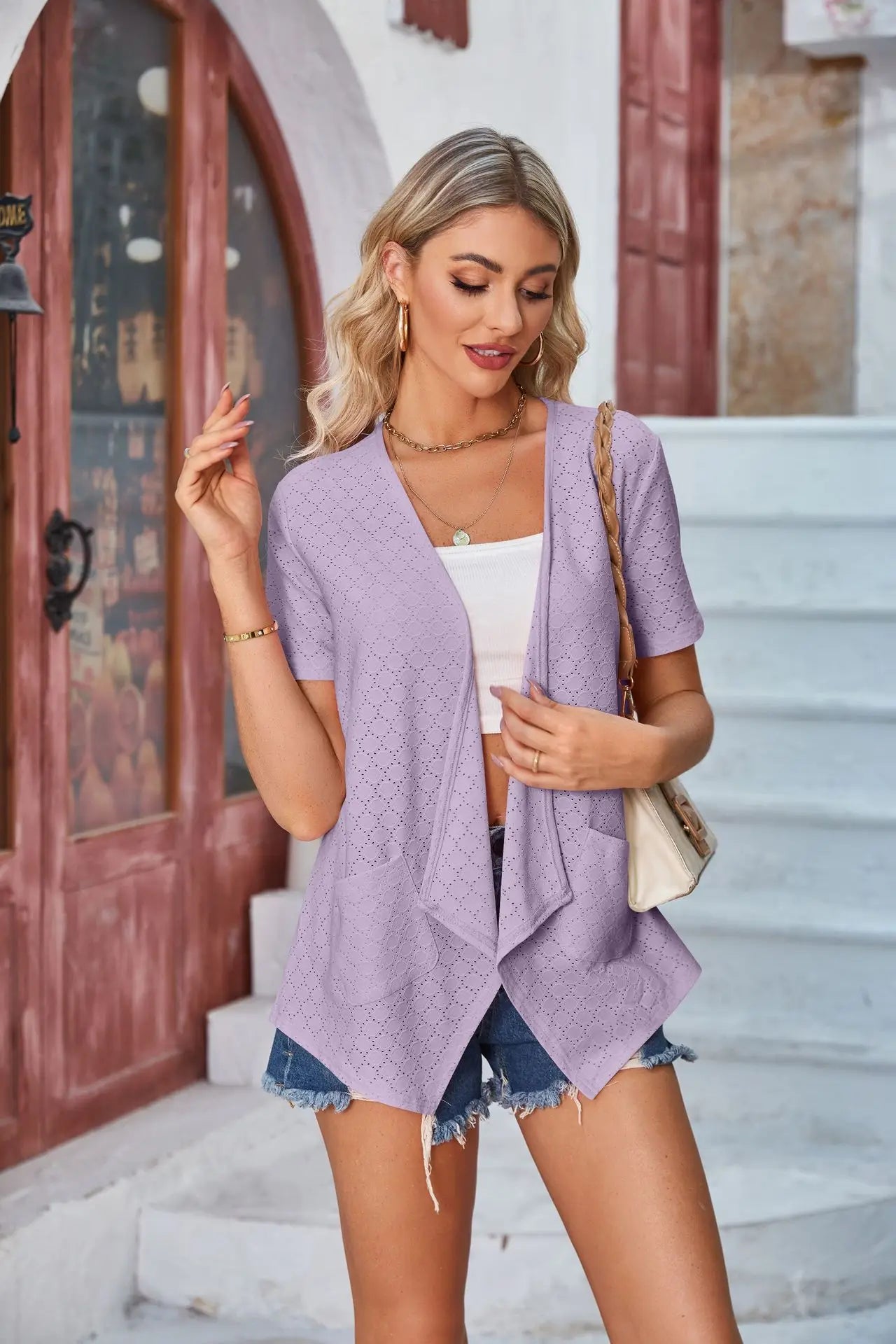 2026 Summer New Women's Wear Women's Hollow Solid Color Casual Cardigan Coat Multiple Colors Available Tops Women's Clothing