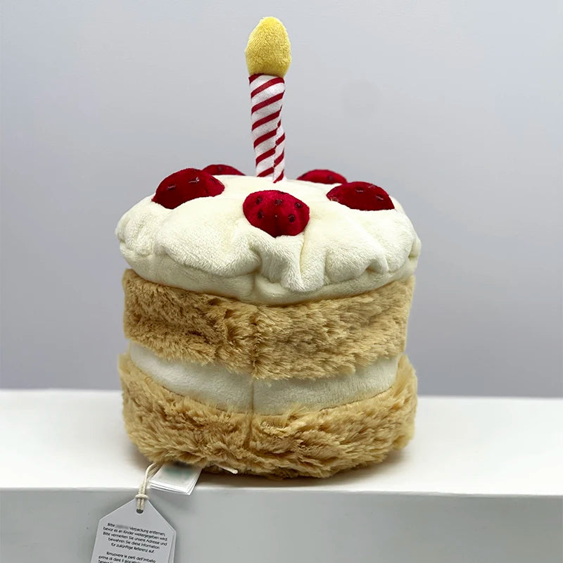 Plush Birthday Cake Soft Toy | Comforting Stuffed Cake Doll — Birthday Present