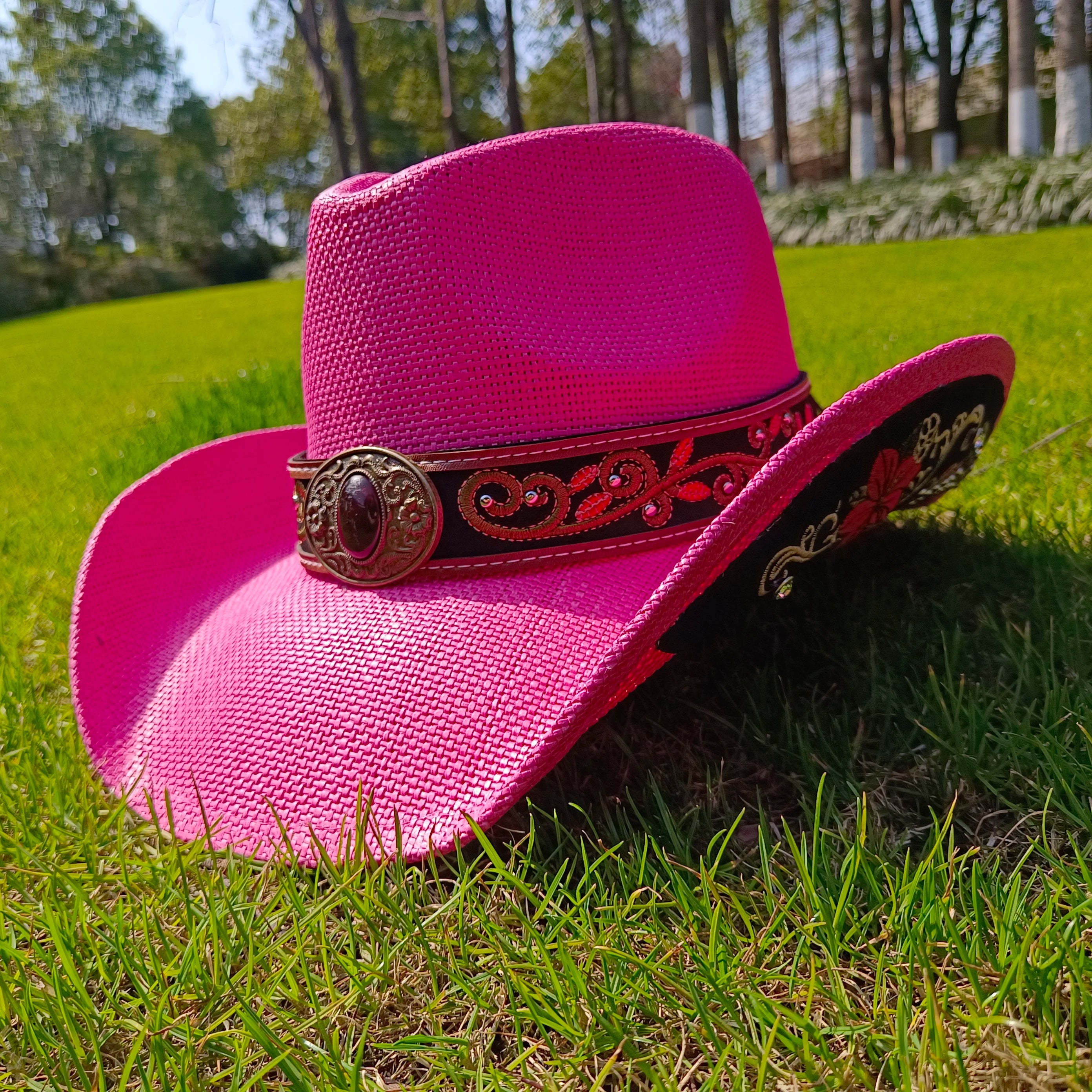 Women's Straw Cowgirl Hat – Wide Brim Shapeable Western Beach Sun Hat | Coastal Cowgirl Style