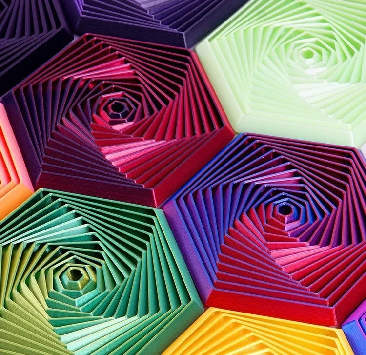 3D Printed Fractal Fidget Hexagon 7cm Portable Playing Sensory Anti-stress Toy Desktop Ornament Kid Toy Visual Gifts Mystery Box