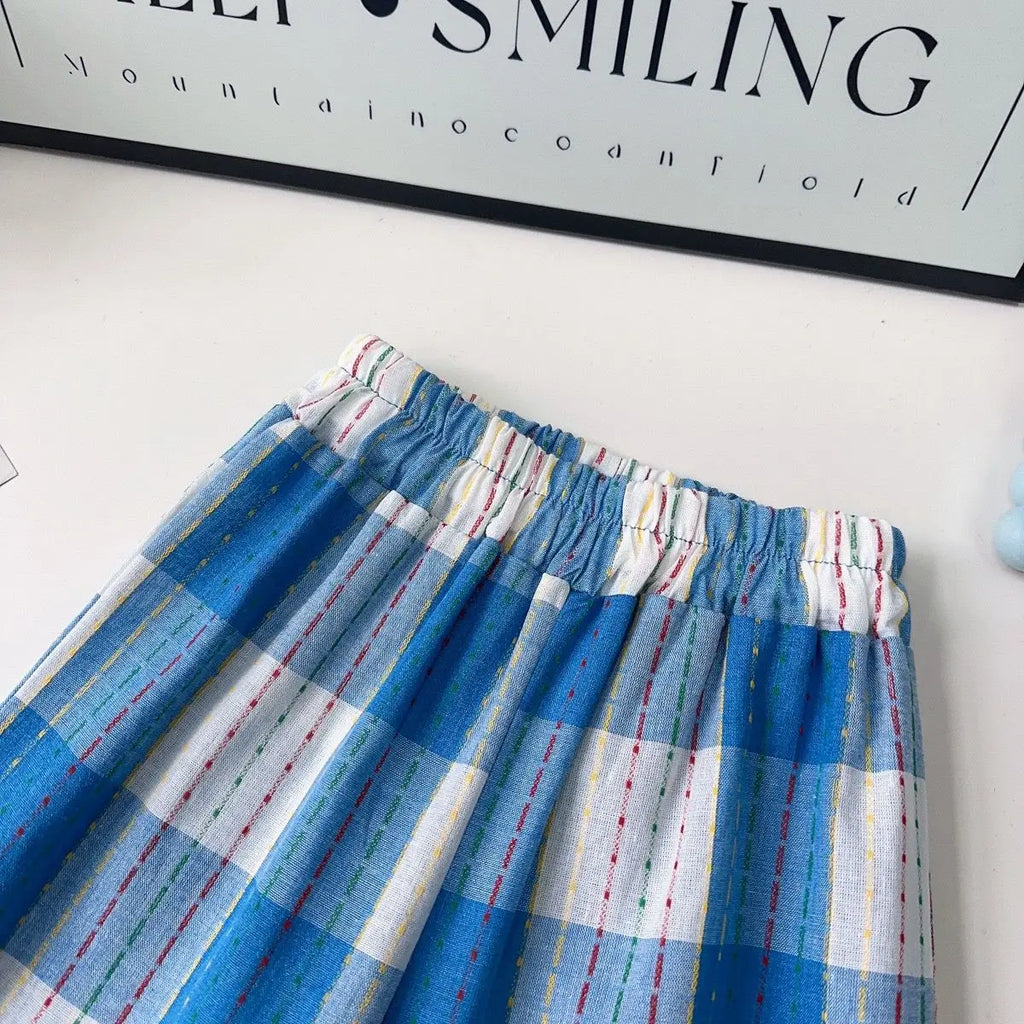 Toddler Girls Checkered Sleeveless Top & Wide-Leg Pants Set