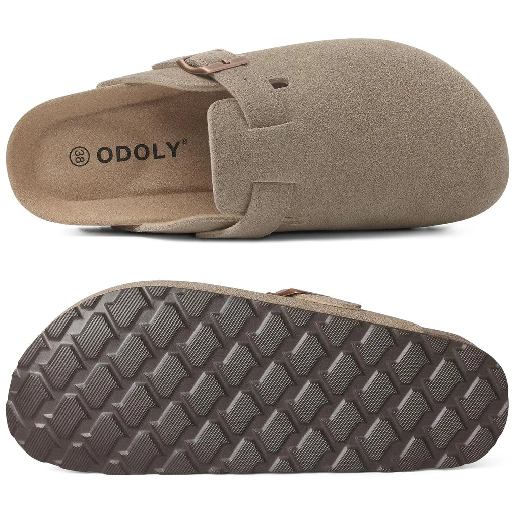 Goosecret Men Cow Suede Clogs Soft Cork Footbed Men Mules Slippers Fashion Men House Sandals With Arch Support Men Beach Sandals