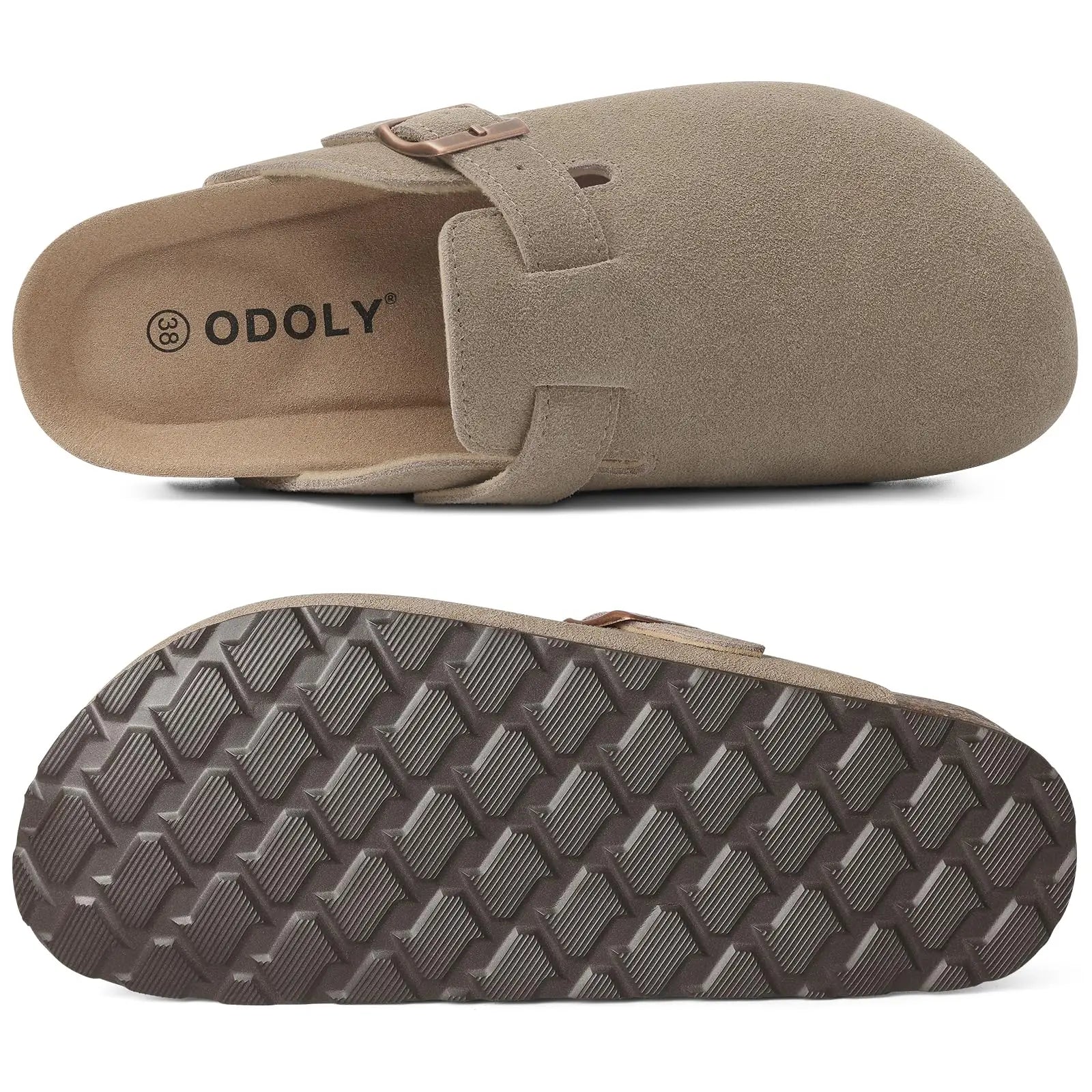 Goosecret Men Cow Suede Clogs Soft Cork Footbed Men Mules Slippers Fashion Men House Sandals With Arch Support Men Beach Sandals