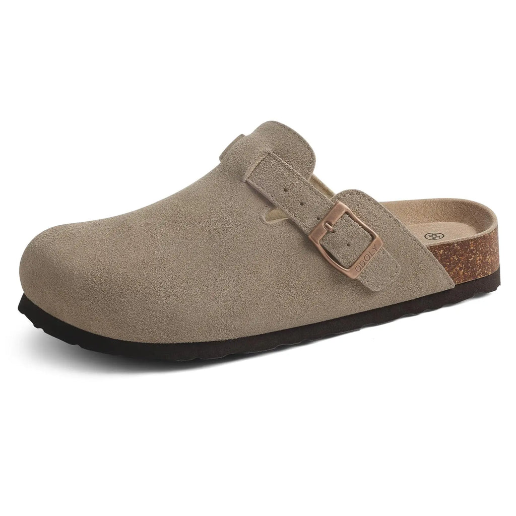Goosecret Men Cow Suede Clogs Soft Cork Footbed Men Mules Slippers Fashion Men House Sandals With Arch Support Men Beach Sandals