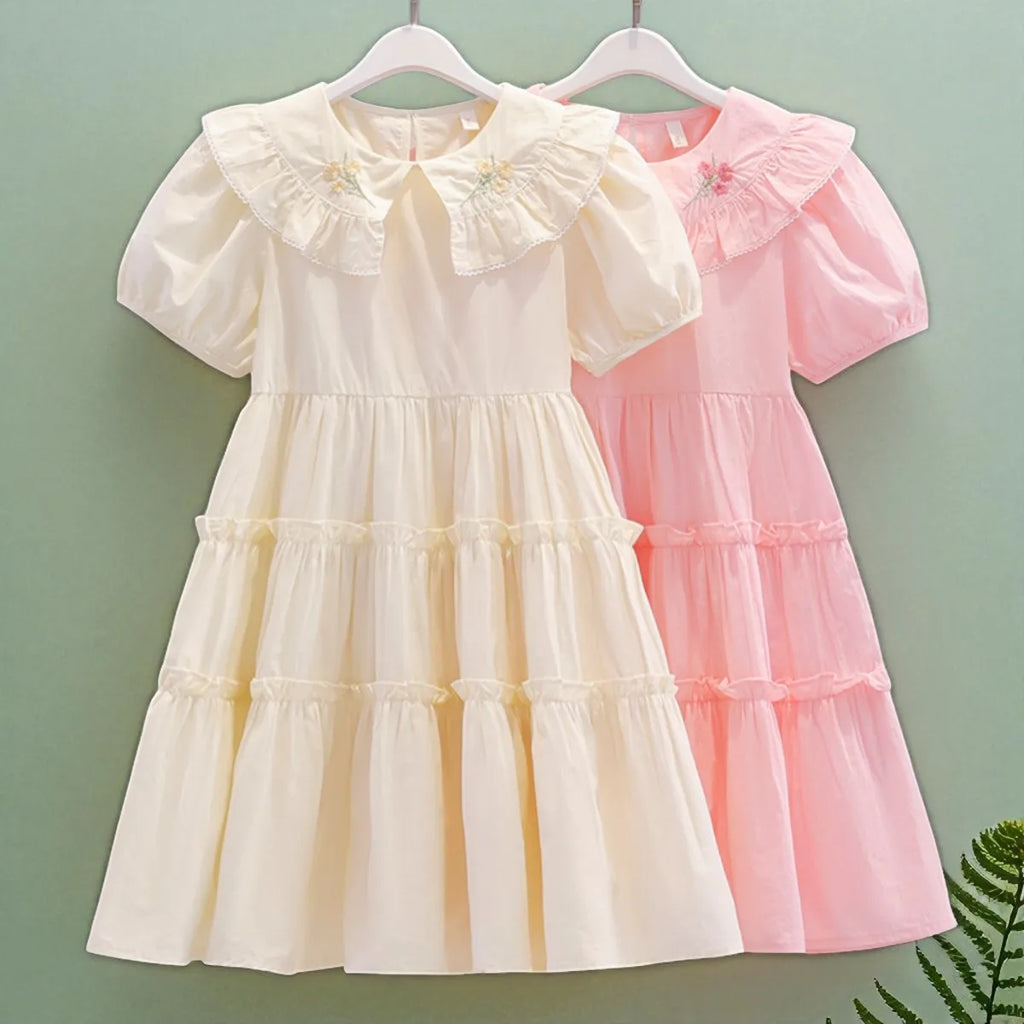 Toddlers Dresses For Girls Children's Dress Summer Cotton Kids School Costumes Short Sleeve Baby  4 5 6 8 9 10 12 Years